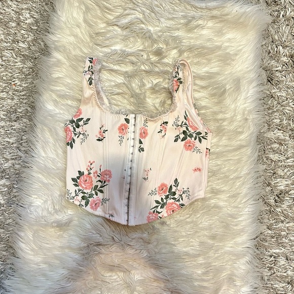 Altar'd State Tops - White/Pink Floral Corset Top